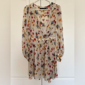 Zara Women - Floral Chiffon Dress with V-Neck